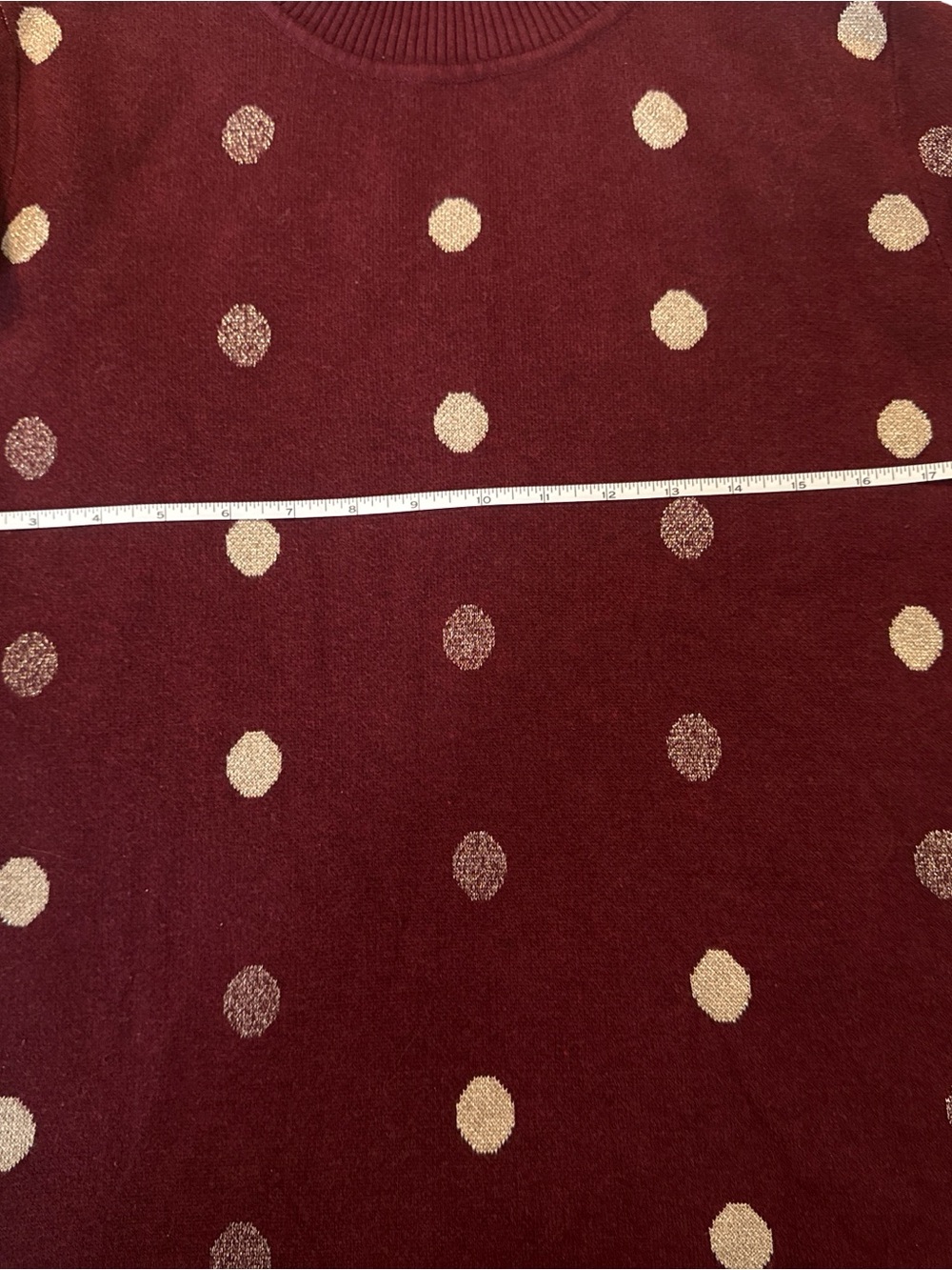 Retrology Cozy Burgundy Turtleneck Sweater with Gold Dot Accents - Picture 3 of 6